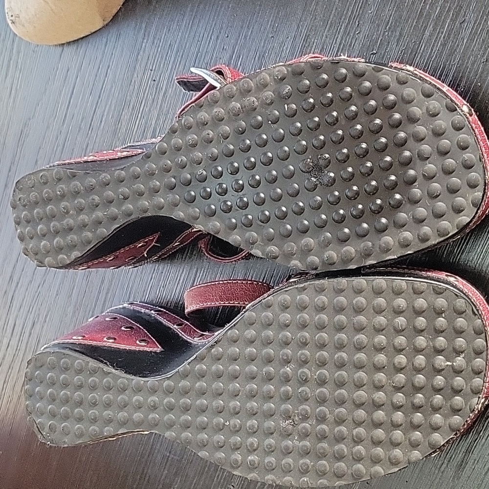 Harley-Davidson Wedge Sandals, Black/Burgandy, 7.5, Vintage - Picture 13 of 13